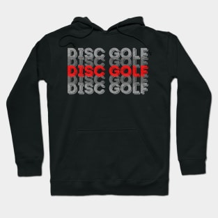 Disc Golf - Stacked red and grey text design Hoodie